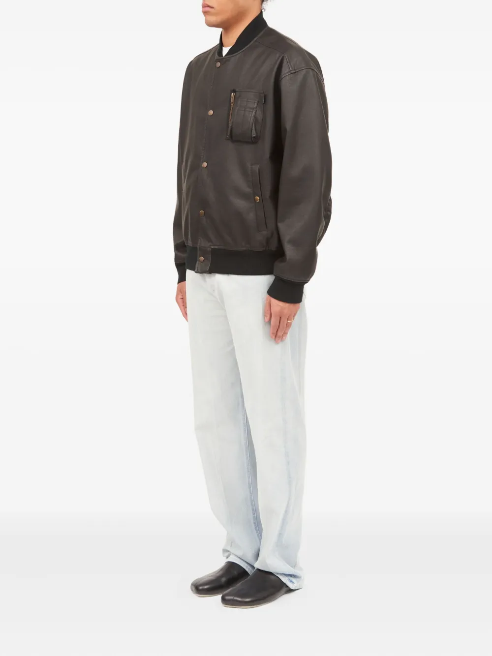 MM6 Maison Margiela Bomberjack met leren effect en ritszak Zwart