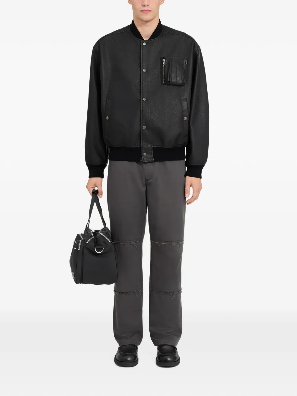 MM6 Maison Margiela Varsity Jacket in Black, view 2