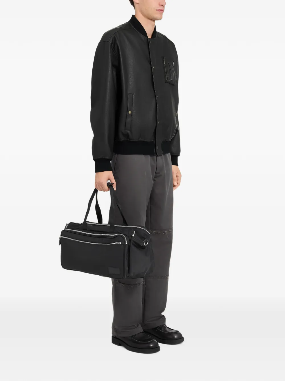 MM6 Maison Margiela Varsity Jacket in Black, view 3