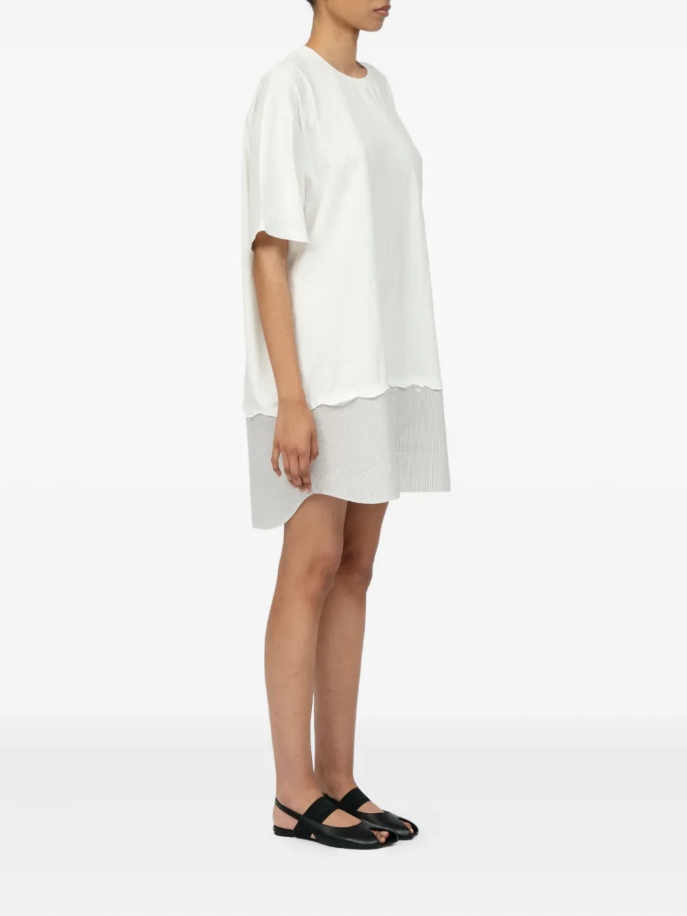 MM6 Maison Margiela T-shirtjurk met gestreept vlak Wit