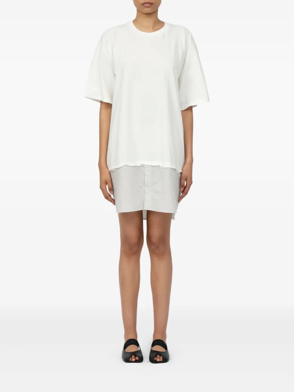 MM6 Maison Margiela T-shirtjurk met gestreept vlak - Wit