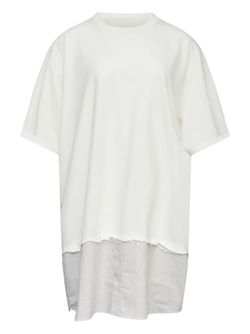 MM6 Maison Margiela Abito modello T-shirt con inserto a righe - Bianco