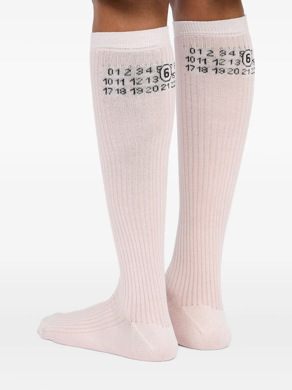 Mm6 Maison Margiela Knee-length Ribbed Socks In Pink