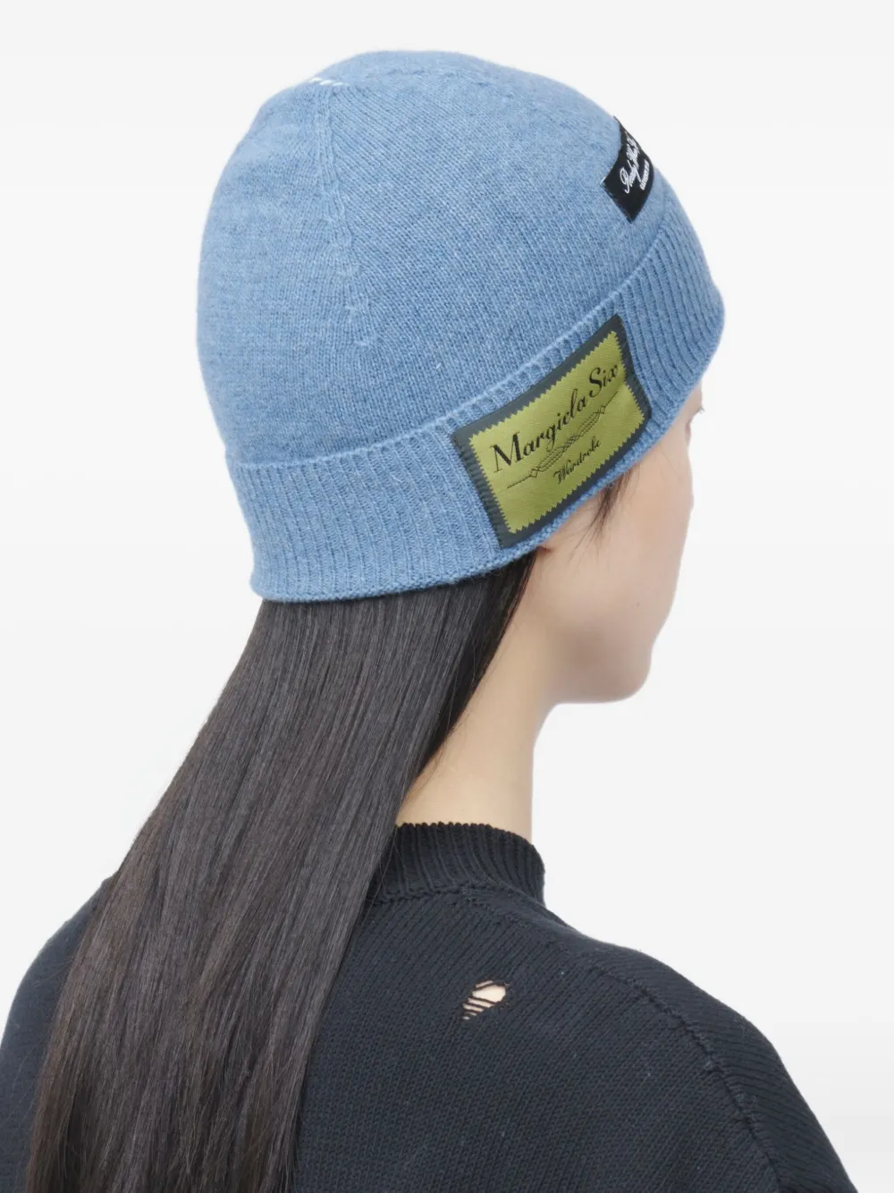 Mm6 Maison Margiela Logo-patch Beanie In Blue
