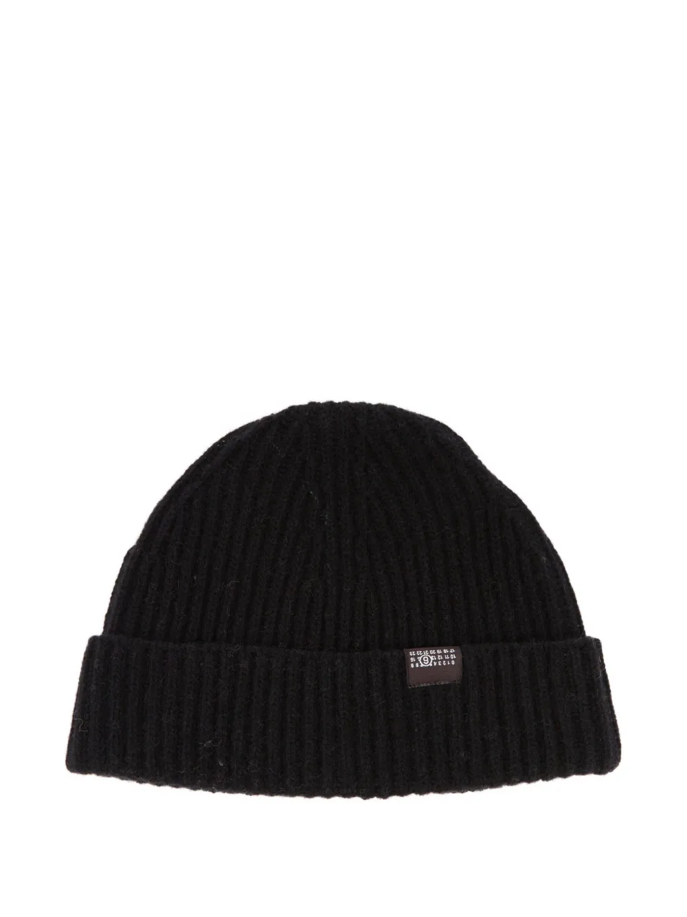 Mm6 Maison Margiela Ribbed Logo-patch Beanie In Black