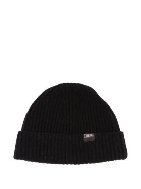 MM6 Maison Margiela ribbed logo-patch beanie