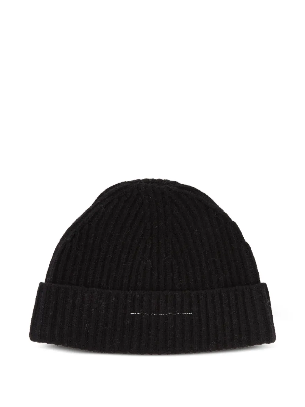 Mm6 Maison Margiela Ribbed Logo-patch Beanie In Black