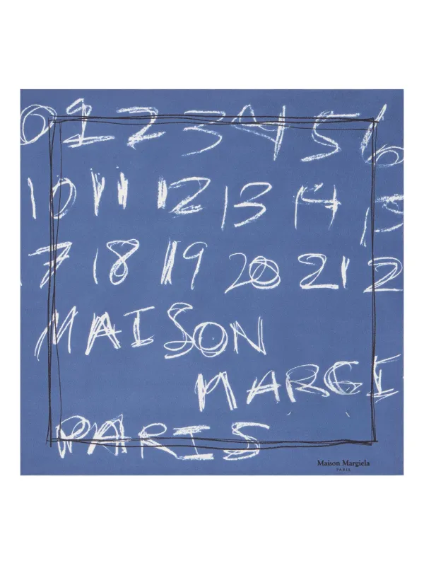 Maison Margiela Scribbled Numbers-print Neckerchief in Blue