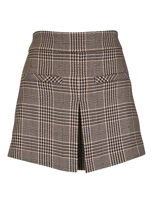 Veronica Beard Pavaline Houndstooth-pattern Mini Skirt in Neutrals