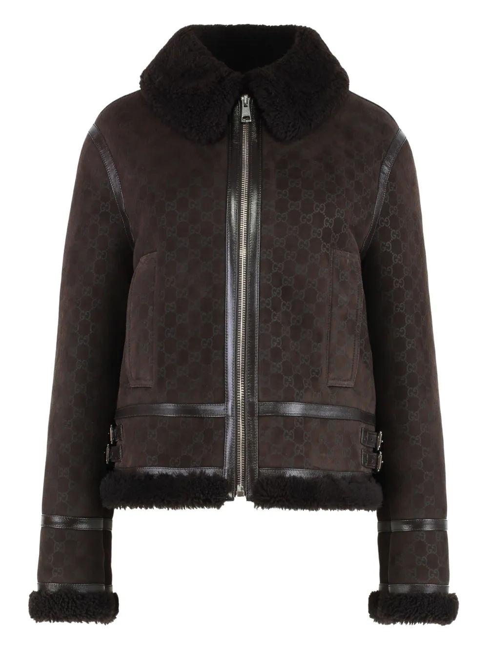 Gucci monogram-print suede jacket | Brown | Image 1