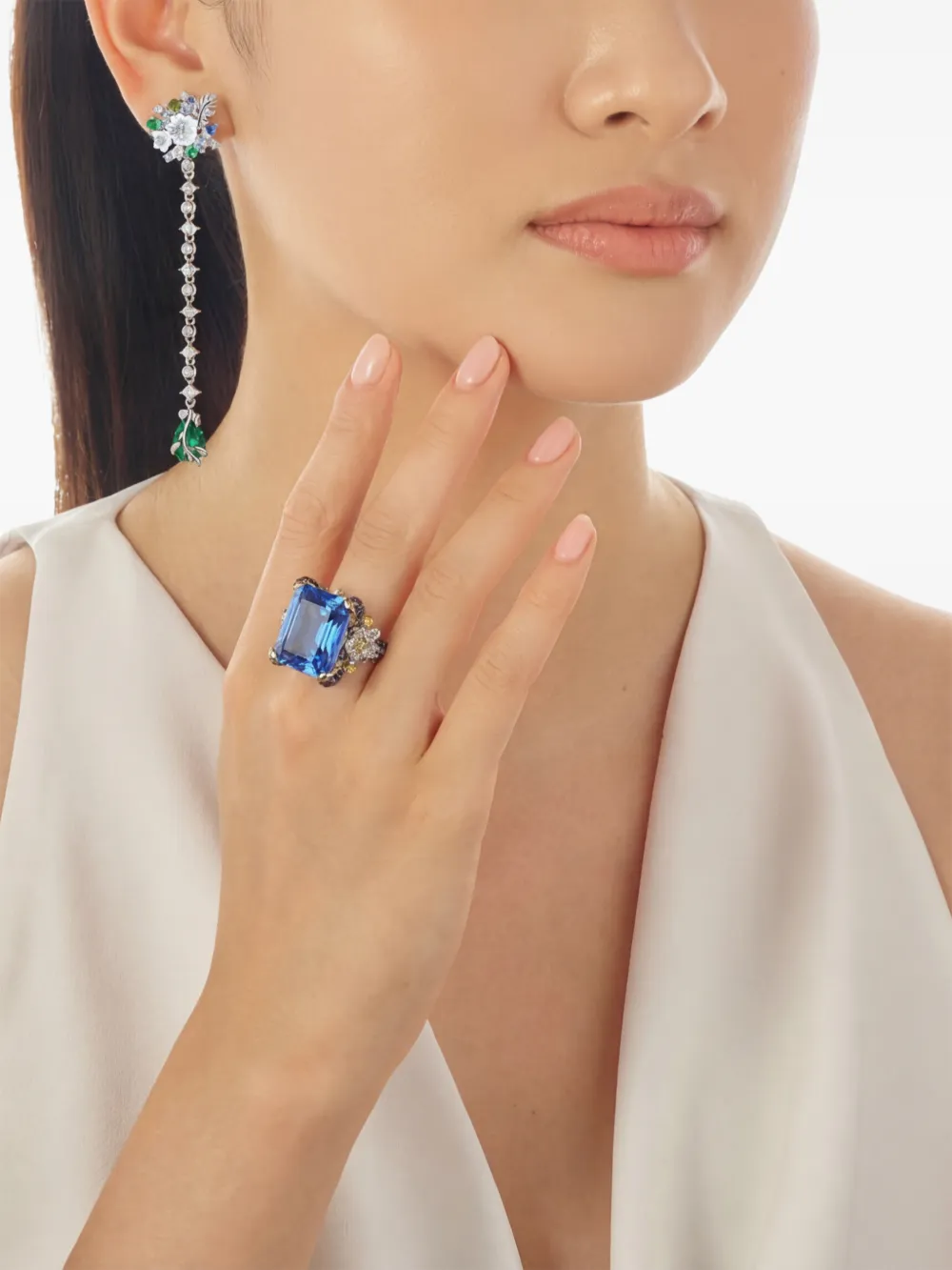 Anabela Chan Pendientes Paradise Con Gemas - Plateado 