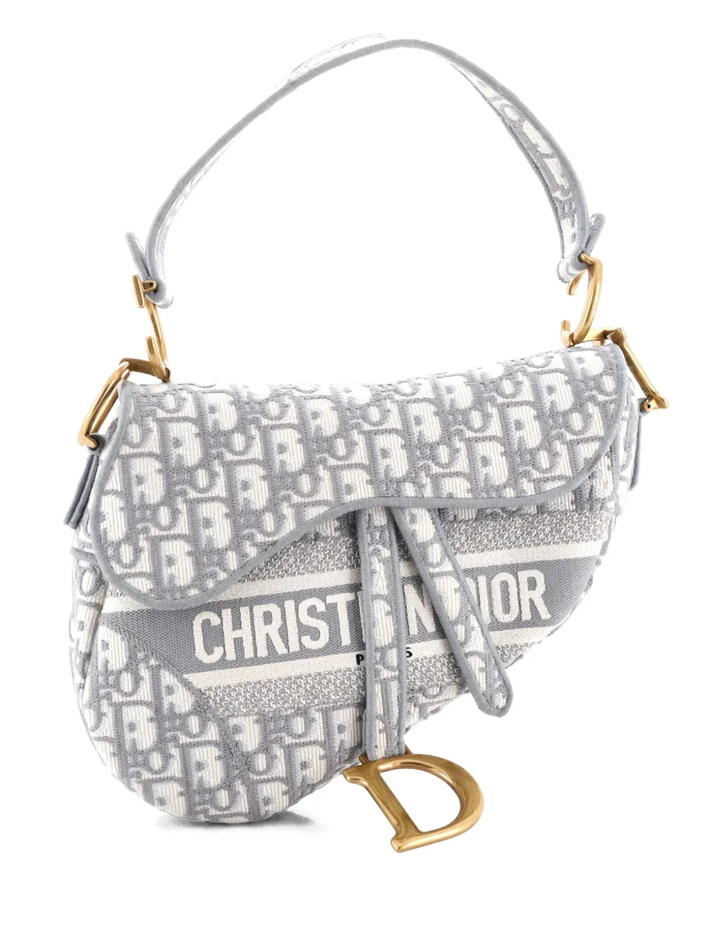 Christian Dior Pre-Owned Saddle Handbag Logo Embroidered Oblique