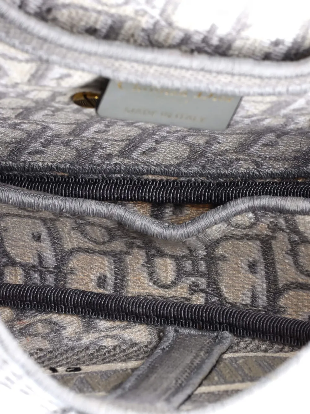  Christian Dior Pre-owned Saddle Handbag Logo Embroidered Oblique Canvas Medium Shoulder Bag - Grigio 