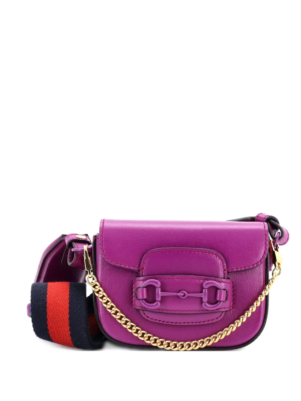 Gucci Pre-Owned Horsebit 1955 Flap Wallet with Strap Leather crossbody bag - Viola