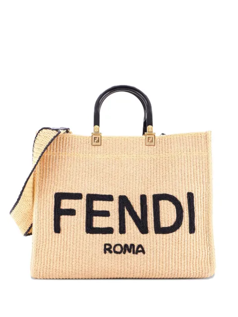 Fendi Pre-Owned Sunshine Shopper Woven Raffia Medium tote bag