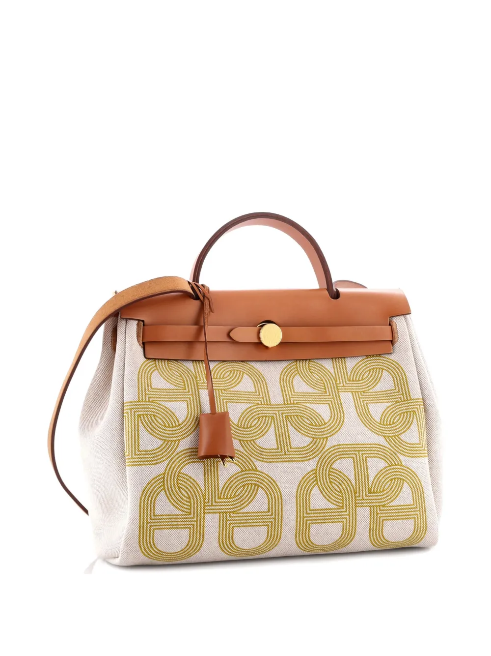 Pre-owned Hermes Herbag Zip Circuit 24 Vache Hunter And Leather 31 Satchel In Neutral