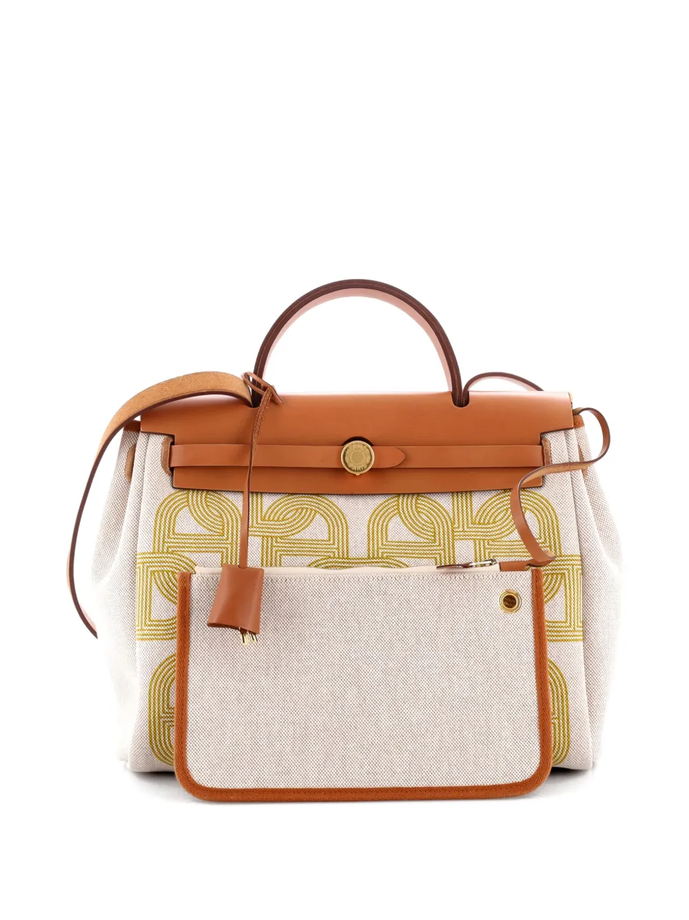 Pre-owned Hermes Herbag Zip Circuit 24 Vache Hunter And Leather 31 Satchel In Neutral