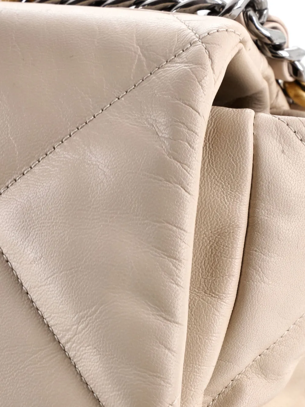 CHANEL Pre-owned 19 Flap Bag Quilted Leather Maxi Crossbody Bag In Neutral