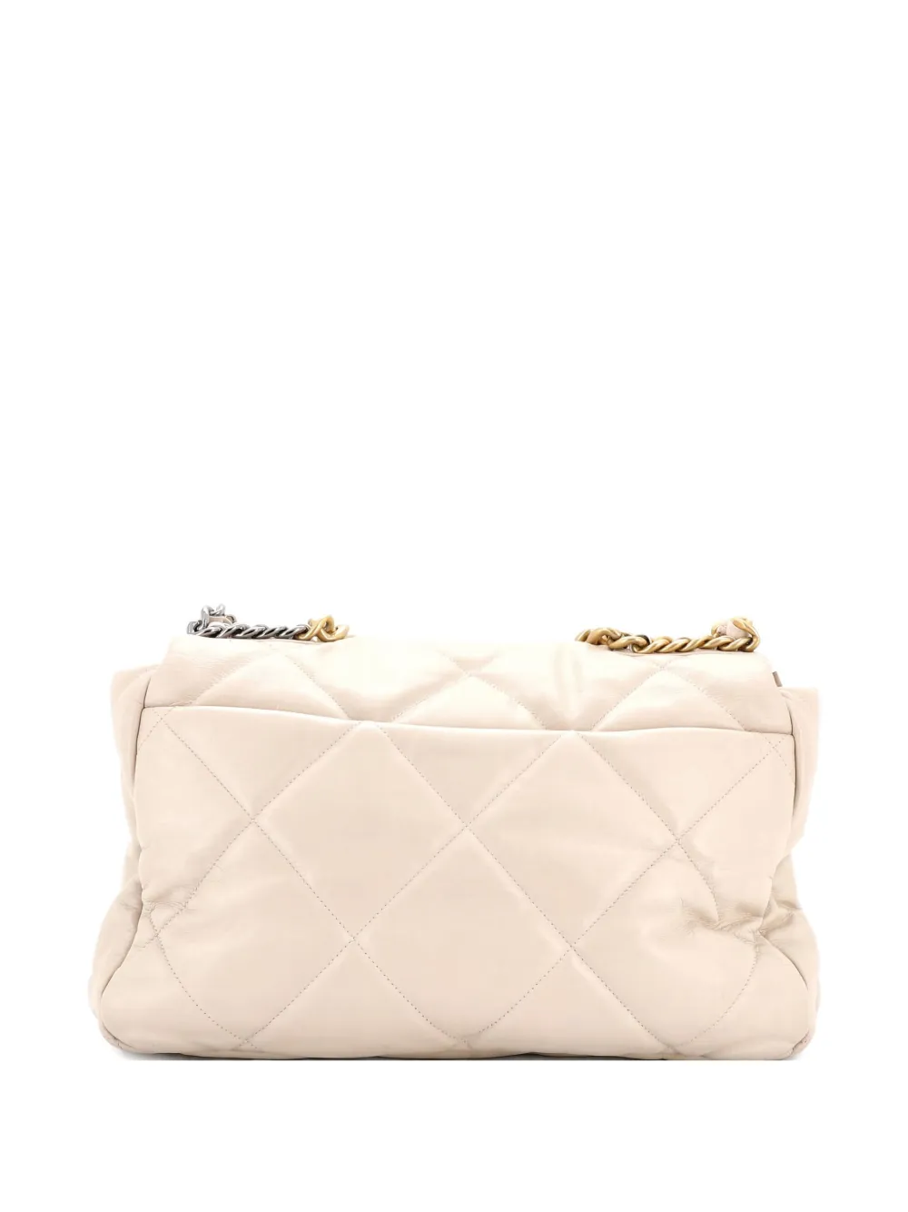CHANEL Pre-owned 19 Flap Bag Quilted Leather Maxi Crossbody Bag In Neutral