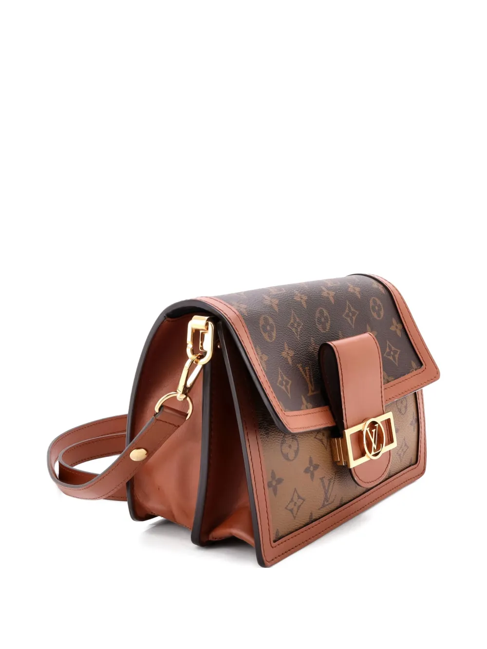 Pre-owned Louis Vuitton Dauphine Reverse Monogram Canvas Mm Shoulder Bag In Brown