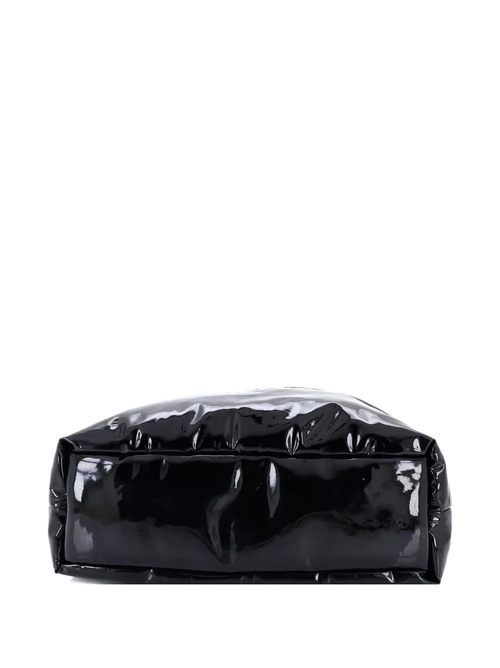 Pre-owned Saint Laurent Logo Padded Patent Leather Maxi Tote Bag In Black