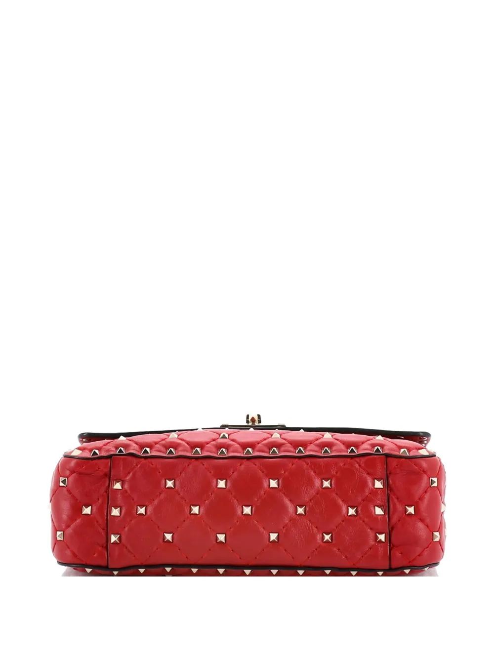 Pre-owned Valentino Garavani Rockstud Spike Flap Bag Quilted Leather Medium Crossbody Bag In Red