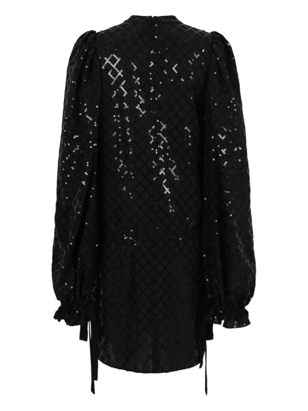 Genny long-sleeved sequinned dress - Zwart