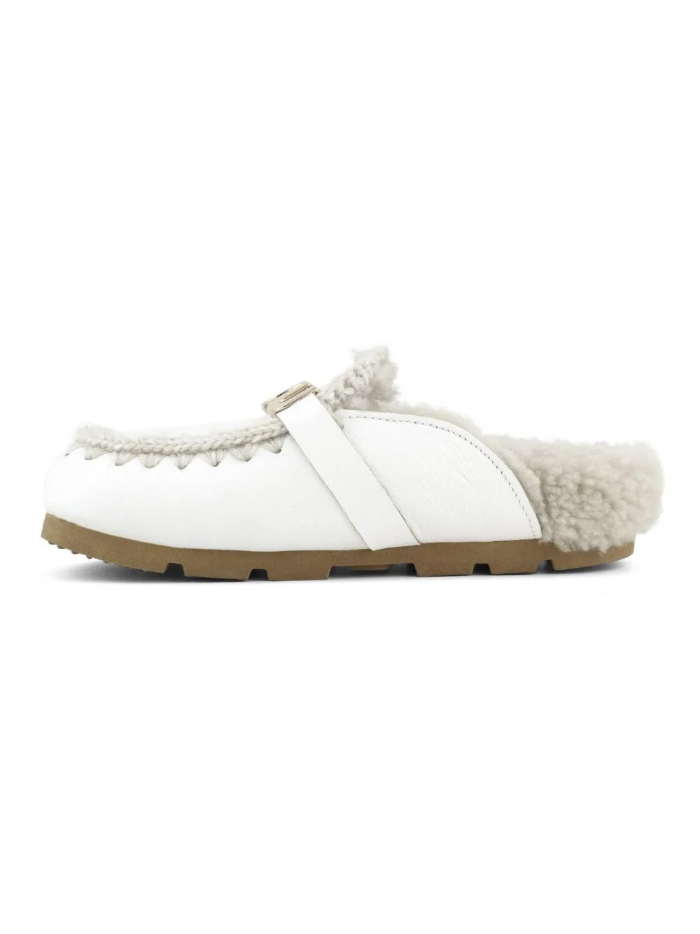 Mou Winter Bio Slipper-mule In White Leather In White