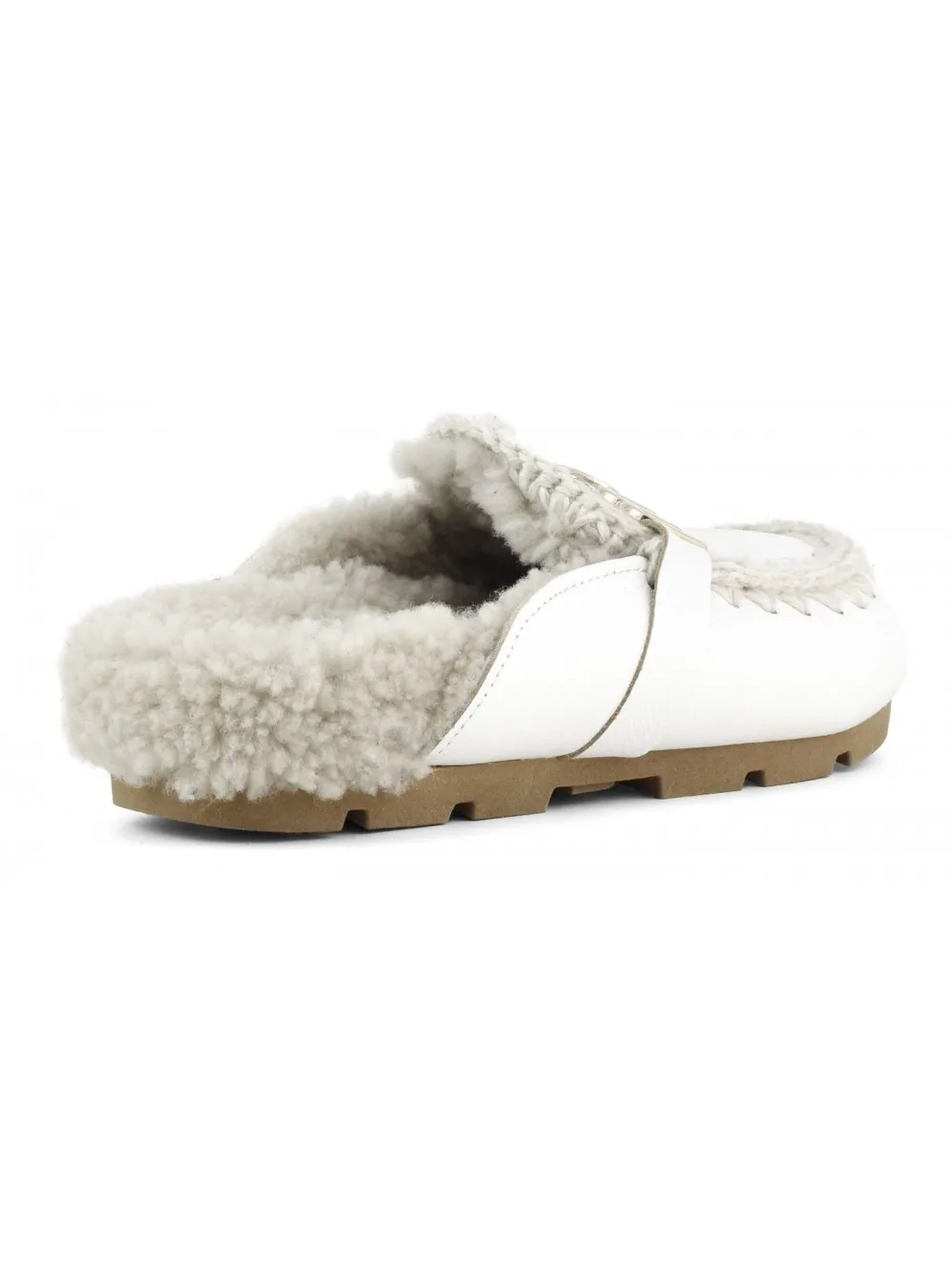 Mou Winter Bio Slipper-mule In White Leather In White