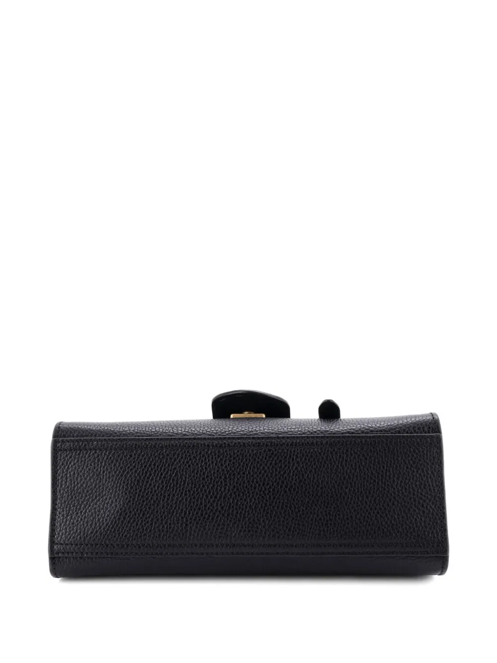 Pre-owned Gucci Gg Marmont Top Handle Bag Leather Mini Satchel In Black