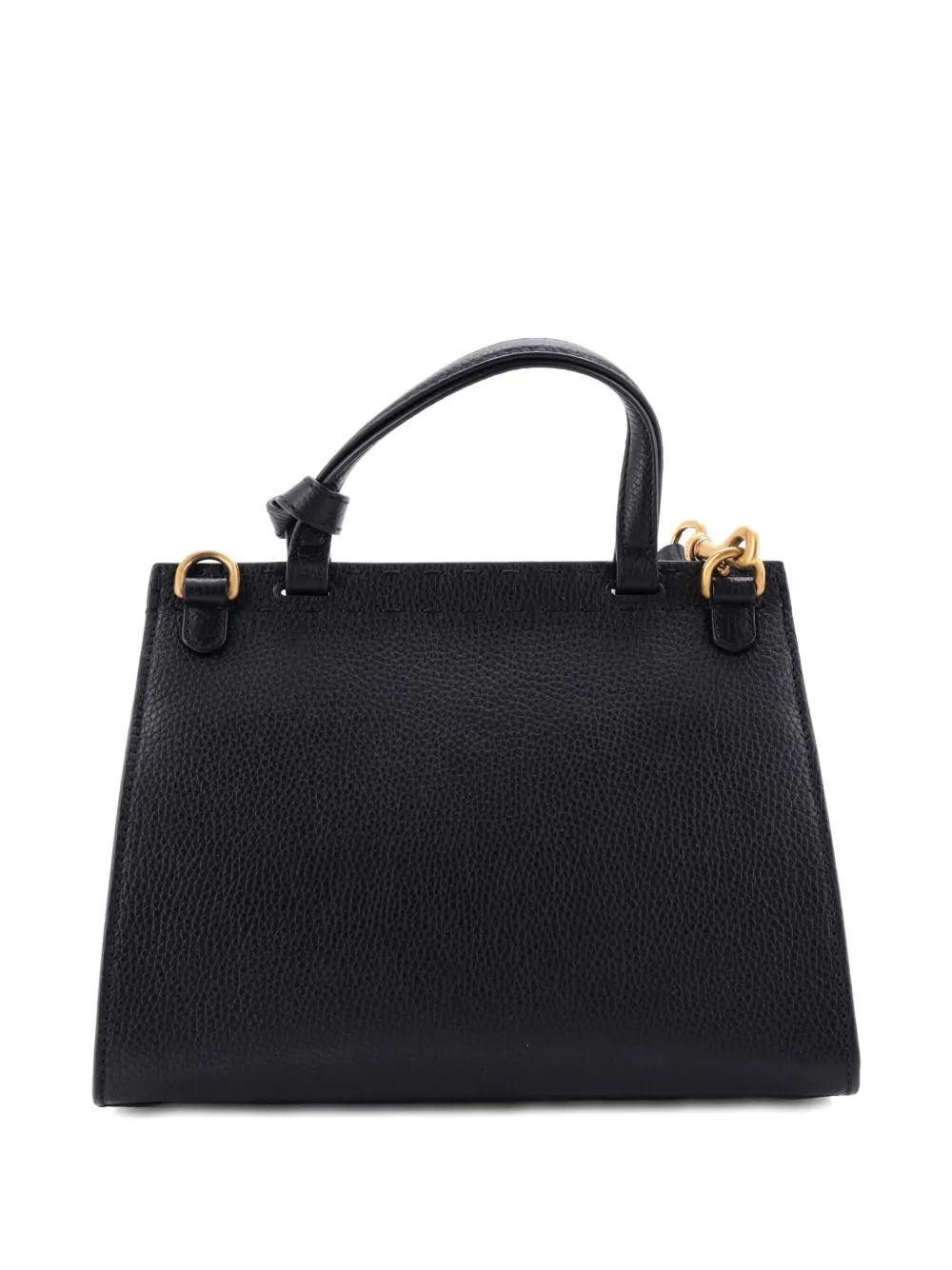 Pre-owned Gucci Gg Marmont Top Handle Bag Leather Mini Satchel In Black