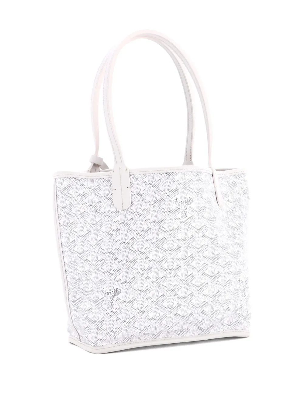 Pre-owned Goyard Anjou Reversible Tote Coated Canvas Mini Satchel In White