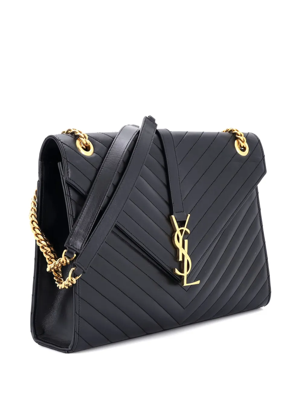 Saint Laurent Pre-Owned monogram-chevron leather shoulder bag | Black | Image 1