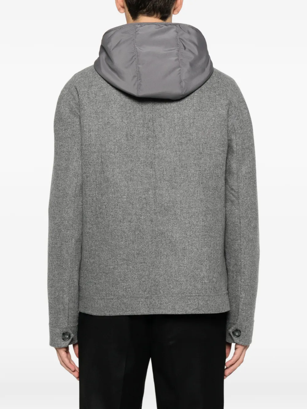 Canali Hooded Zip-up Jacket In Gray