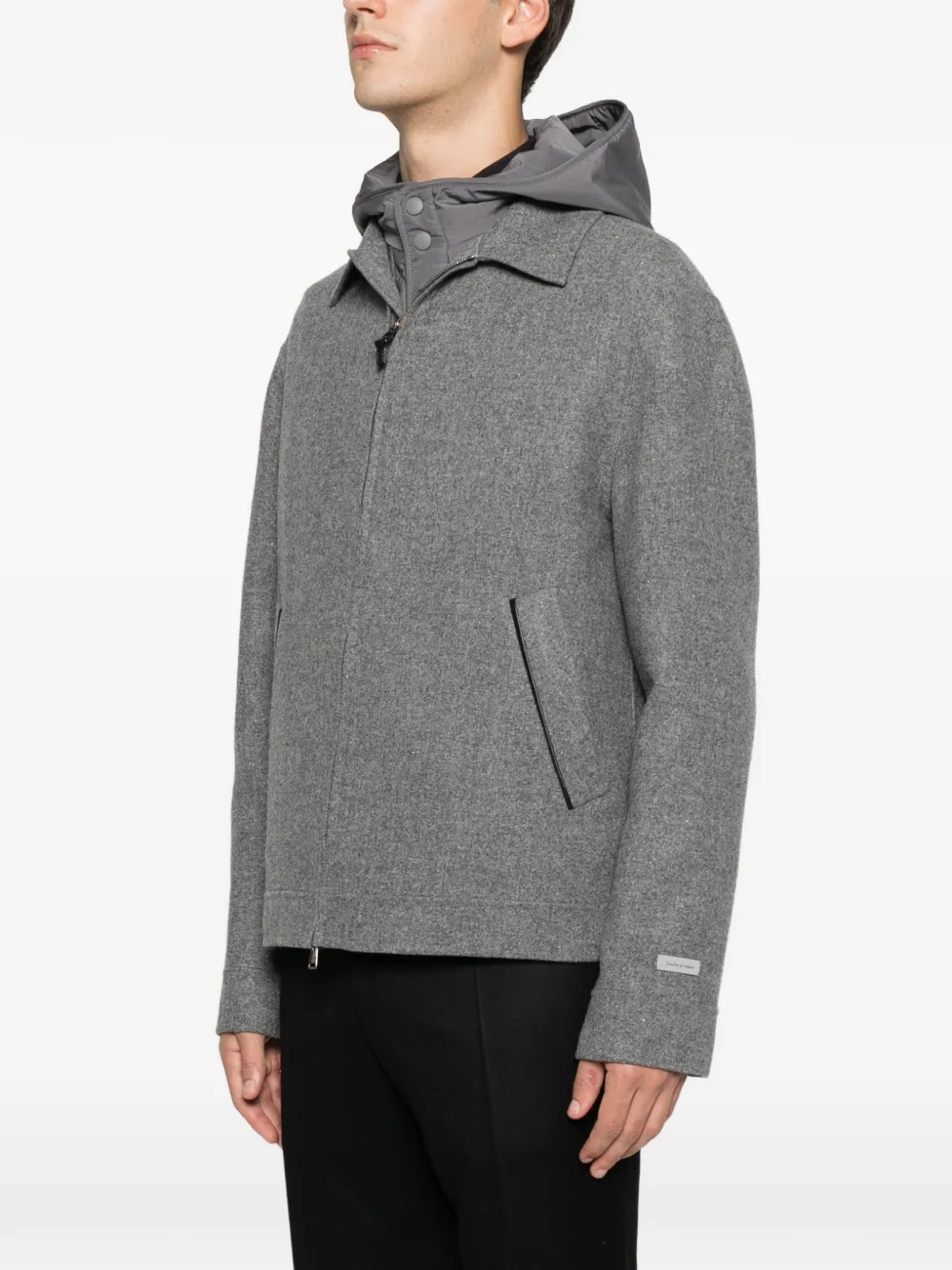 Canali Hooded Zip-up Jacket In Gray