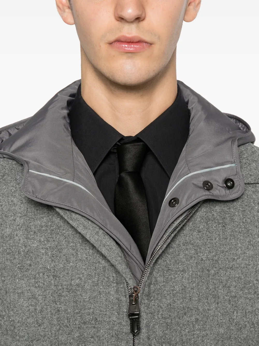 Canali Hooded Zip-up Jacket In Gray