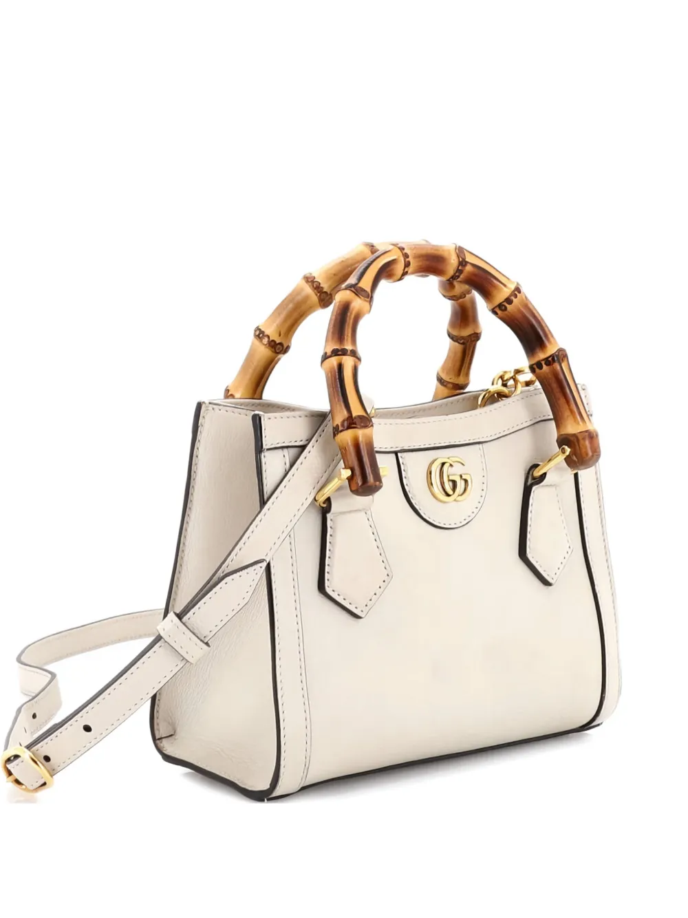 Gucci Pre-Owned Diana NM Bamboo Handle Tote Leather Mini crossbody bag - Toni neutri