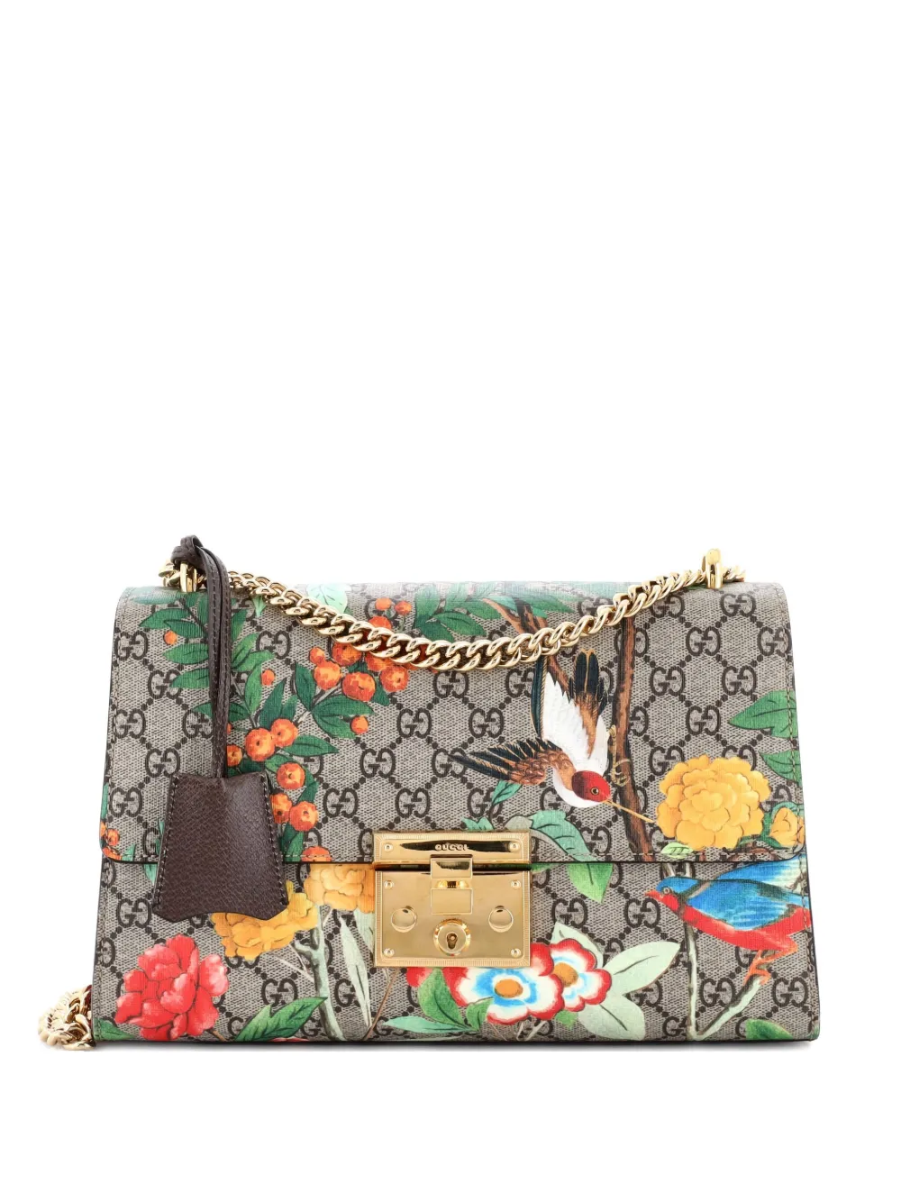Gucci Pre-Owned Padlock Tian Print GG Coated Canvas Medium shoulder bag - Toni neutri