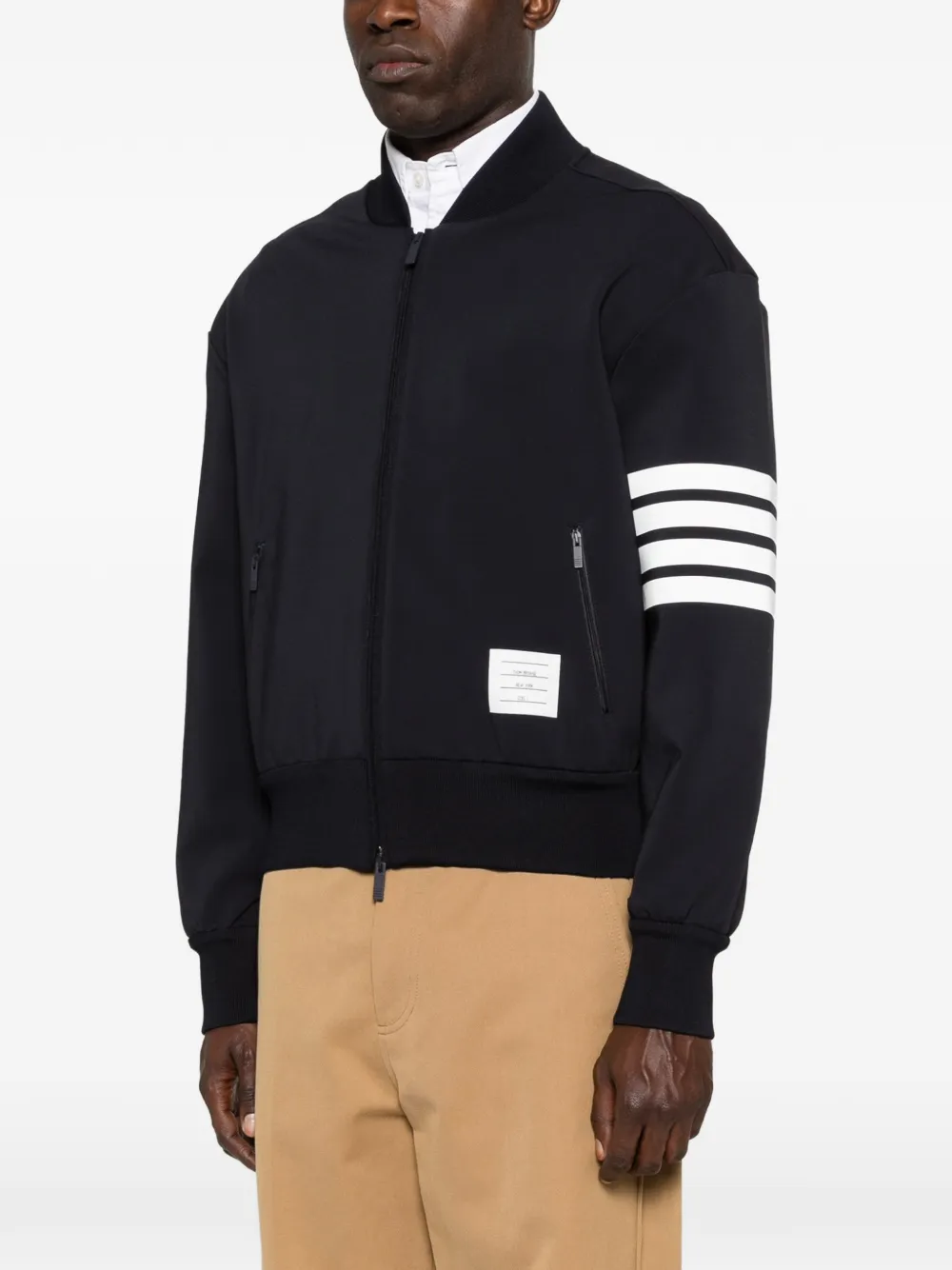 Thom Browne 4-Bar reflecterend bomberjack Blauw