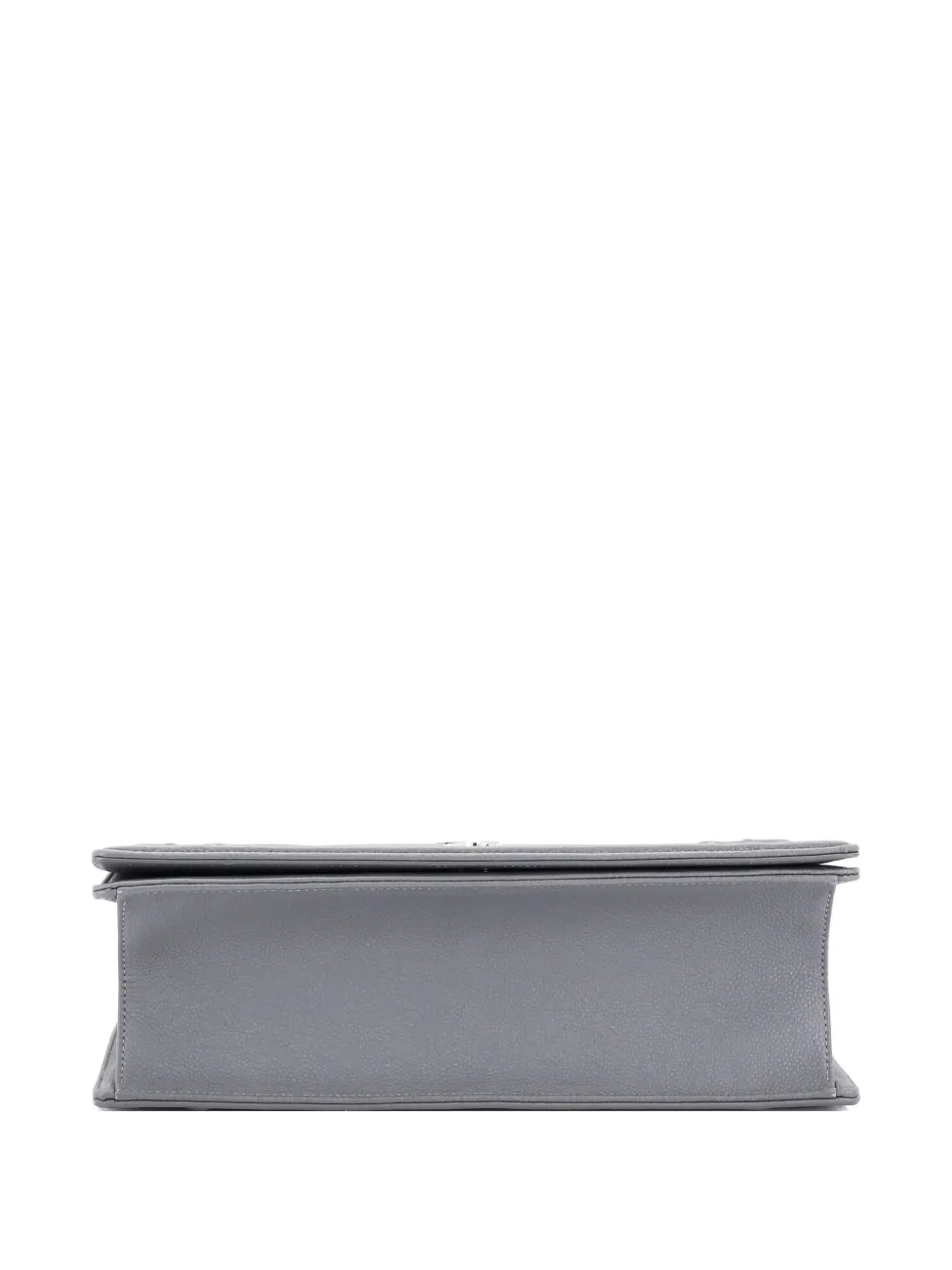 DIOR Pre-owned Ama Flap Bag Grained Calfskin Large Shoulder Bag In Gray