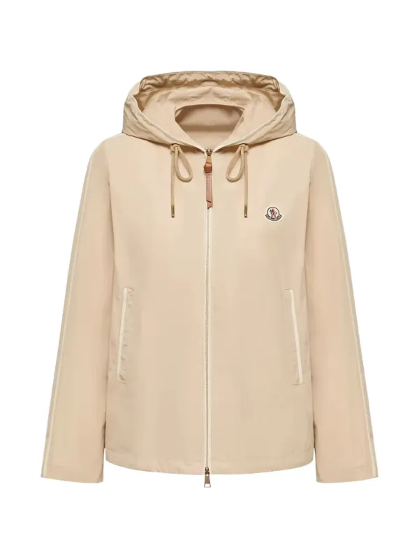 Moncler Sarracenia Logo-patch Hooded Jacket in Neutrals