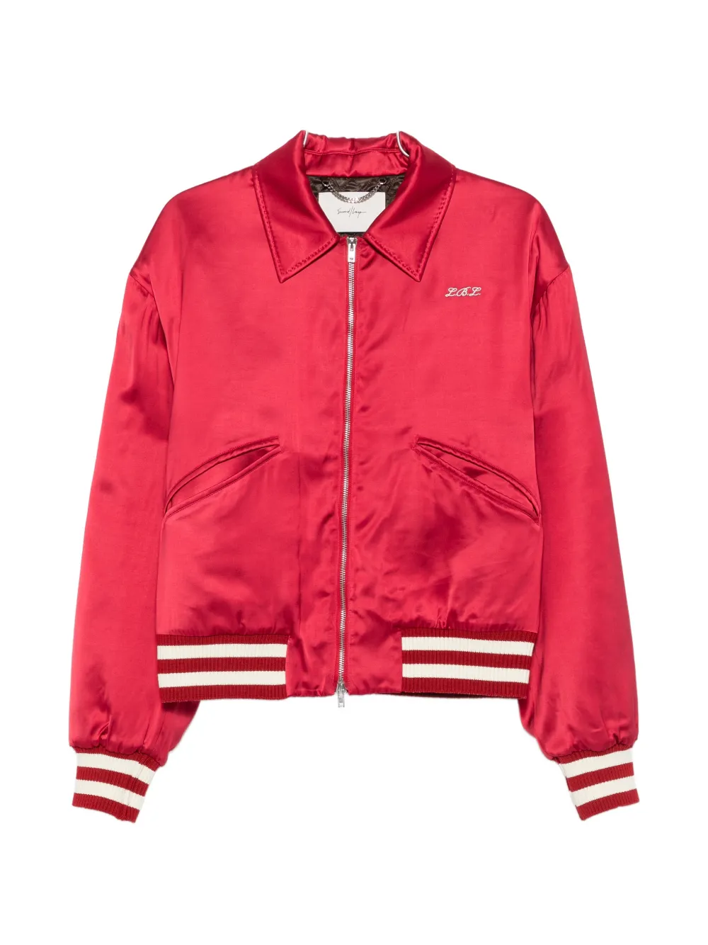 Second/Layer satin-finish embroidered bomber jacket - Rosso