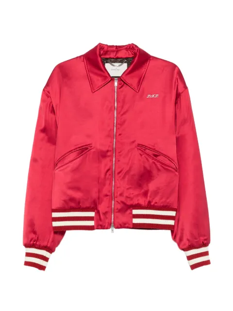 Second/Layer satin-finish embroidered bomber jacket