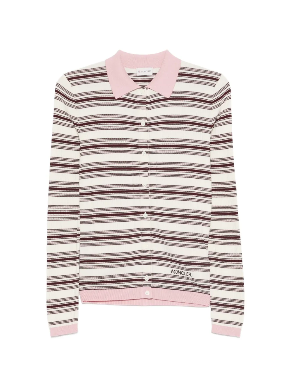 Moncler Striped Polo Top In Pink