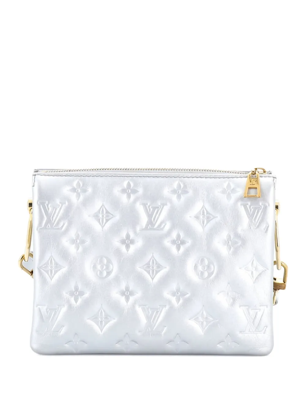 Pre-owned Louis Vuitton Coussin Bag Monogram Embossed Lambskin Bb Crossbody Bag In Silver