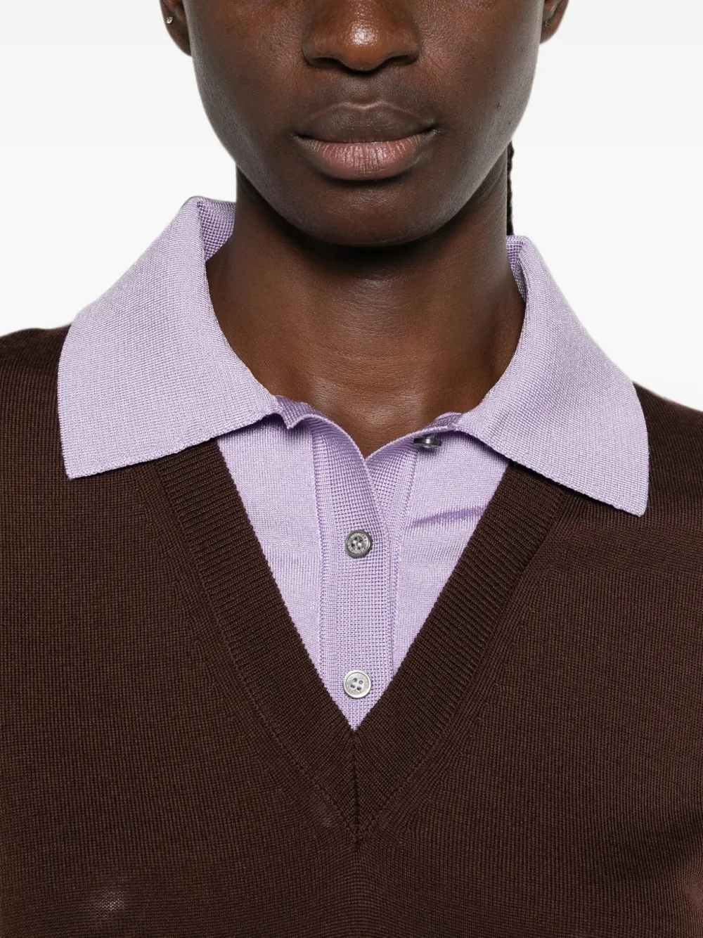 Moncler Poloshirt met gelaagd effect en knopen Bruin
