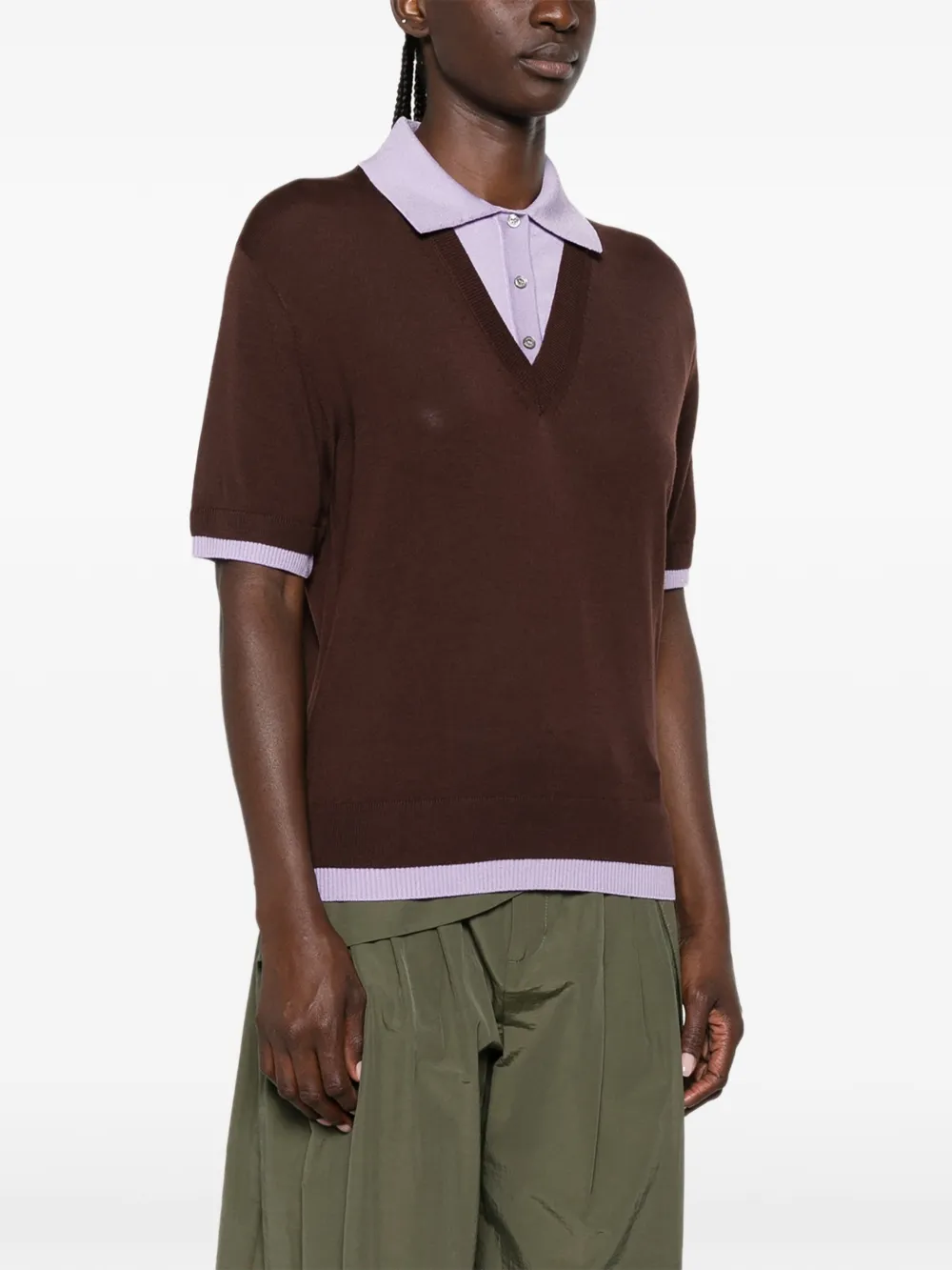 Moncler Poloshirt met gelaagd effect en knopen Bruin