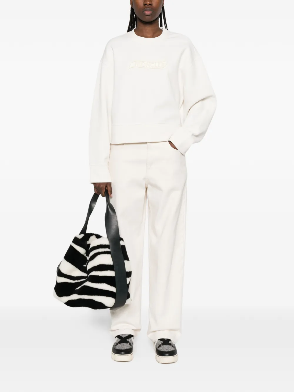  Moncler Logo-patch Sweatshirt - Neutrals 