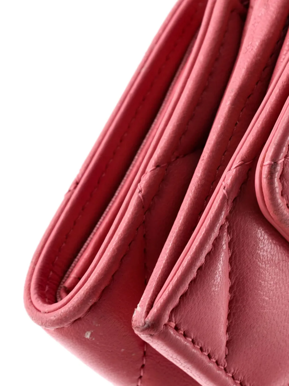 Pre-owned Chanel 19 Trifold Flap Wallet Quilted Lambskin Small Wallets In Pink
