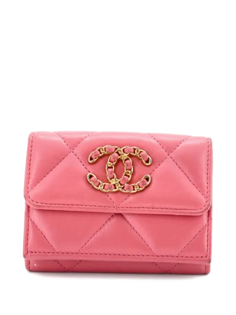 CHANEL Pre-Owned 19 Trifold Flap Wallet Quilted Lambskin small wallets